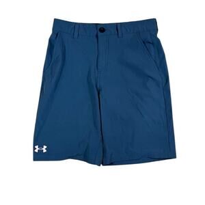 Under Armour Boys Size 14 Gray Blue Flat Front Golf Shorts Stretch Performance